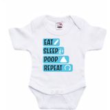Baby rompertje - eat sleep poop repeat - blauw - kraam cadeau - Rompertjes