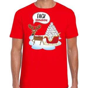 F#ck coronavirus fout Kerstshirt / outfit rood voor heren - kerst t-shirts