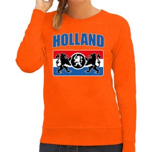 Oranje sweater / trui Holland/ Nederland supporter Holland met een Nederlands wapen EK/WK voor dames - Feesttruien