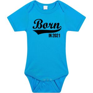Born in 2021 cadeau baby rompertje blauw jongens - Rompertjes