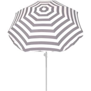 Strand parasol grijs/wit gestreept 180 cm - Parasols