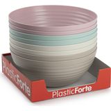 Plasticforte Serveerschaal/saladeschaal - 2x - D25 x H10.5 cm - kunststof - taupe - 3500 ml