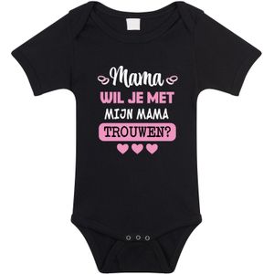 Huwelijksaanzoek baby rompertje - Mama/Mama - zwart - pride bruiloft/trouwen - Feest rompertjes