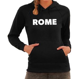 Zwarte trui met capuchon en Rome bedrukking dames - Feesttruien