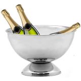 Kinvara Champagne & wijnfles koeler/ijsemmer - zilver - metaal - Dia 34 cm - Luxe model op voet