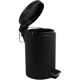 MSV Prullenbak/pedaalemmer - metaal - zwart - 5 liter - 20 x 28 cm - Badkamer/toilet