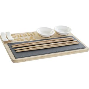 Bamboe sushi servies/serveerset voor 2 personen 7-delig - Sushi eetset