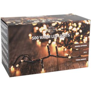 Kerstverlichting warm wit buiten 500 lampjes 1000 cm inclusief timer en dimmer - Kerstverlichting kerstboom
