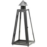 Set van 2x Stuks Zilveren Tuin Lantaarn/Windlicht van Ijzer 16,7 X 16,7 X 39,9 cm