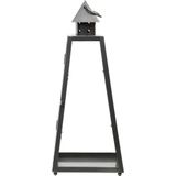 Set van 2x Stuks Zilveren Tuin Lantaarn/Windlicht van Ijzer 16,7 X 16,7 X 39,9 cm