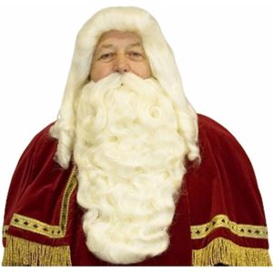 Luxe Sinterklaas baard met pruik - Verkleedpruiken
