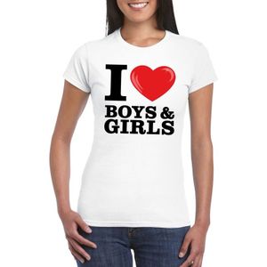 I love boys &amp; girls t-shirt wit dames - Feestshirts
