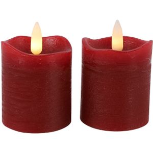 Countryfield LED kaarsen/stompkaarsen - 2x st - rood - D5 x H7,2 cm - timer - warm wit