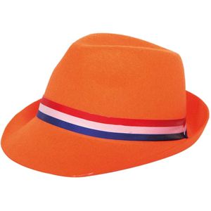 Feest hoed oranje met lint - Verkleedhoofddeksels