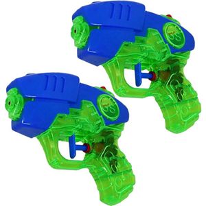 Waterpistooltje/waterpistool - 4x - blauw/groen - 12 cm - speelgoed - Waterpistolen