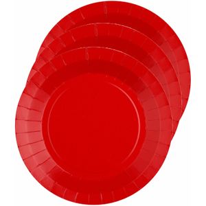 20x stuks feest bordjes rood - karton - 22 cm - rond - Feestbordjes