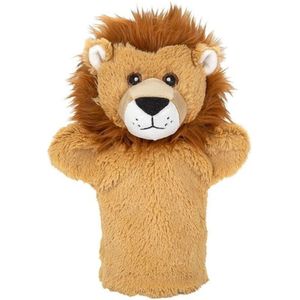 Pluche Bruine Leeuw Handpop Knuffel 24 cm - Leeuwen Wilde Dieren Knuffels