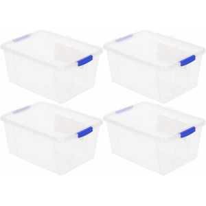 6x Opslagbakken/organizers met deksel 16 liter 40 cm transparant - Opbergbox