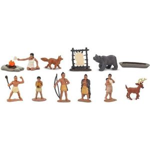 Plastic speelgoed figuren indianen en dieren - Speelfigurenset