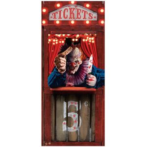 Horror deur scenesetter/deurposter - Horrorclown/circus - Halloween thema versiering - 180 x 80 cm - Feestdeurdecoraties