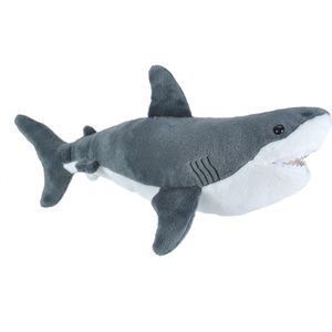 Pluche dieren knuffels witte haai van 30 cm - Knuffel zeedieren