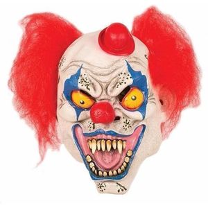 Enge clown masker met hoedje - Verkleedmaskers