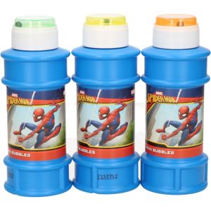 3x Marvel Spiderman bellenblaas flesjes met bal spelletje in dop 175 ml voor kinderen - Bellenblaas