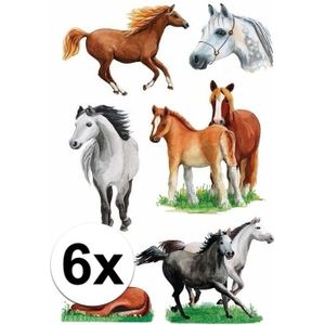Dieren stickers paarden rassen 6 stuks - Stickers