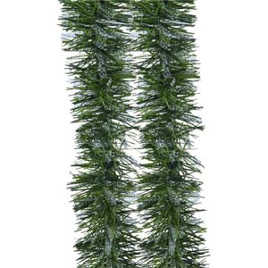 Lametta kerstslinger - 4x - groen/transparant - folie - 270 x 7,5 cm - Kerstslingers