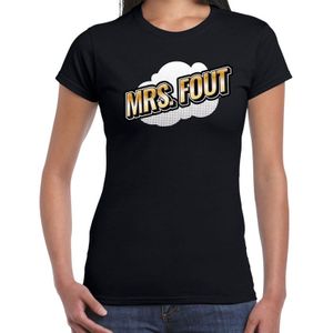 Mrs. Fout fun tekst t-shirt voor dames zwart in 3D effect - Feestshirts