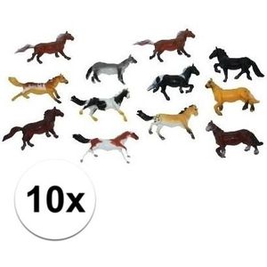 10x speel paardjes gemaakt van plastic 6 cm - Speelfigurenset