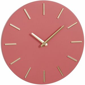 Wandklok/muur klok - roze/goud - kunststof - Dia 50 cm - 1x AA-batterij - Wandklokken