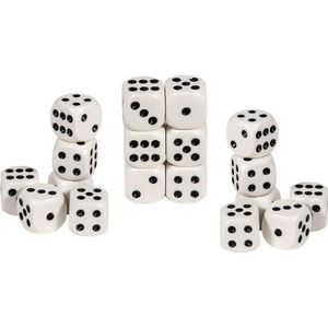 Longfield games Speelgoed dobbelstenen - 18x stuks - wit - Dobbelspellen