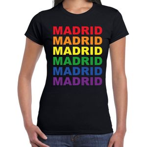 Regenboog Madrid gay pride zwart t-shirt voor dames - Feestshirts