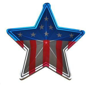 Kunststof wand decoratie ster van vlag Amerika/USA 45 cm - Feestdecoratievoorwerp