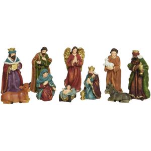 Kerststal beelden/kerstbeelden - Set 10x stuks - tot 13 cm - polyresin - Kerststallen