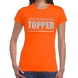 Toppers Topper t-shirt oranje met zilveren glitters dames - Feestshirts