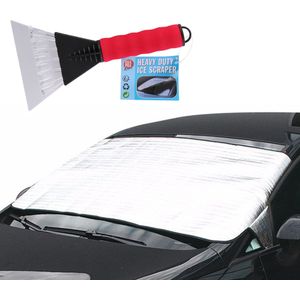 Auto anti bevriezing/vorst deken 85 x 180 cm met ijskrabber rood 13cm - Auto-accessoires