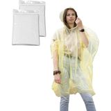 Regenponcho - 2x - transparant - wegwerp - voor volwassenen - one size fitts all - capuchon - Regenponcho's