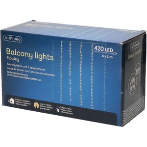 Balkonverlichting warm wit 420 lampjes - Kerstverlichting lichtgordijn