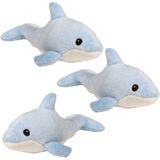 Set van 4x stuks pluche knuffel dolfijn blauw 20 cm - Knuffel zeedieren