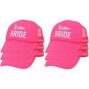 Vrijgezellenfeest baseballcap/petje - 6x - Team Bride - roze - dames - polyester - Verkleedhoofddeksels
