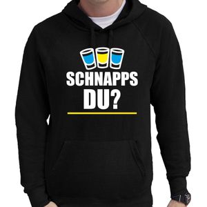 Apres ski hoodie Schnapps du zwart  heren - Wintersport capuchon sweater  - Feesttruien