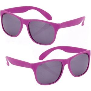 6x stuks zonnebril met kunststof paarse montuur - Verkleedbrillen