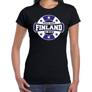 Have fear Finland is here / Finland supporter t-shirt zwart voor dames - Feestshirts