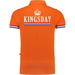 Luxe Kingsday poloshirt oranje 200 grams voor heren - Feestshirts