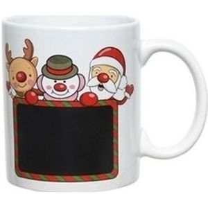 Kerst beker/mok 300 ml rendier/sneeuwpop/kerstman - Kerstservies - Kerstontbijt/Kerstdiner tafeldecoratie - kerstmok