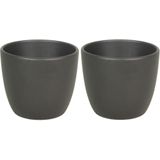 Bloempot mat antraciet grijs keramiek voor kamerplant H12.5 x D13.5 cm - Plantenpotten