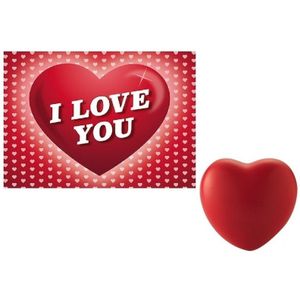 Valentijnsdag cadeau hartvormige stressbal met valentijnskaart - Stressballen