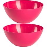 Plasticforte Serveerschaal/saladeschaal - 2x stuks - D26 x H12 cm - kunststof - fuchsia roze